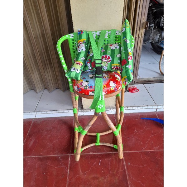 PAKET Kursi Rotan Boncengan Anak Motor Matic Biasa Dilengkapi Sabuk Pengaman dan Bantal Stang