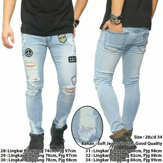 CELANA JEANS FRAYED RIPPED 100% NGARET ORIGINAL JEANS PRIA