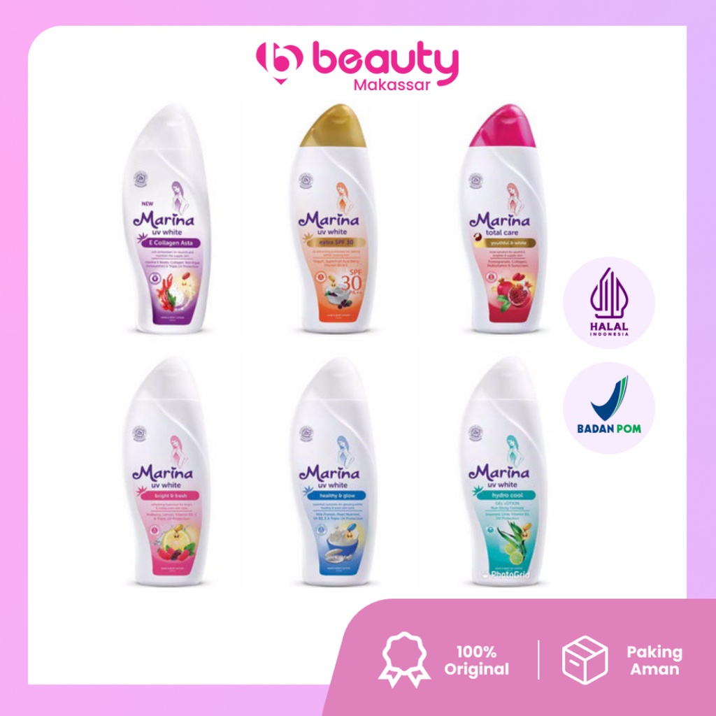 Marina Handbody Lotion 460 ML - 95 ML, UV White / Natural / Total Care / Lotion Marina / Henbodi Mar