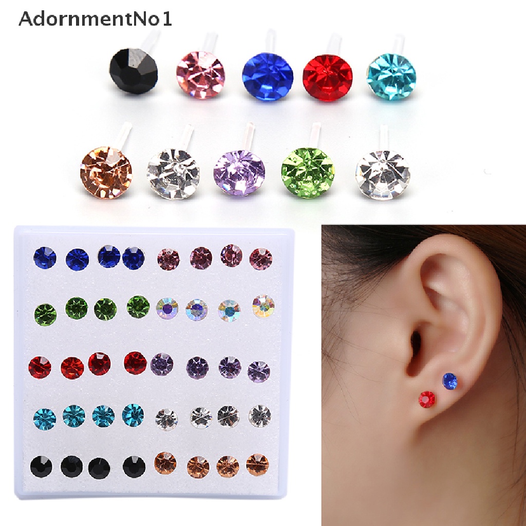 (AdornmentNo1) 10 Pasang / 20 Pasang / Set Anting Tusuk Kecil Hias Kristal Berlian Imitasi Untuk Wanita