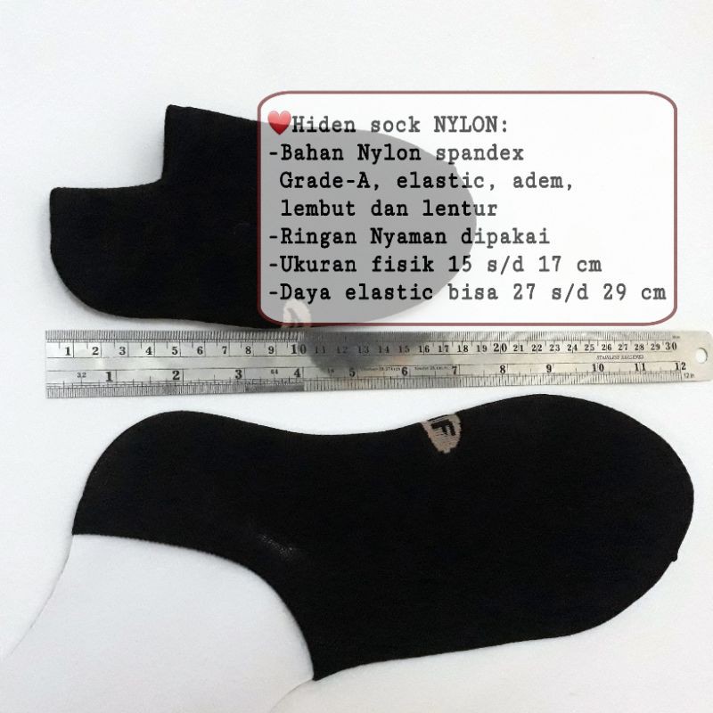 12 PASANG KAOS KAKI HIDEN SOCK NYLON