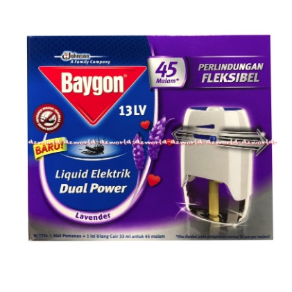 Baygon Liquid Elektrik Dual Power Lavender 45malam Anti Nyamuk Elektik Obat Nyamuk Listrik Colokan 45 malam 45Hari Baygon Baigon Model Geser