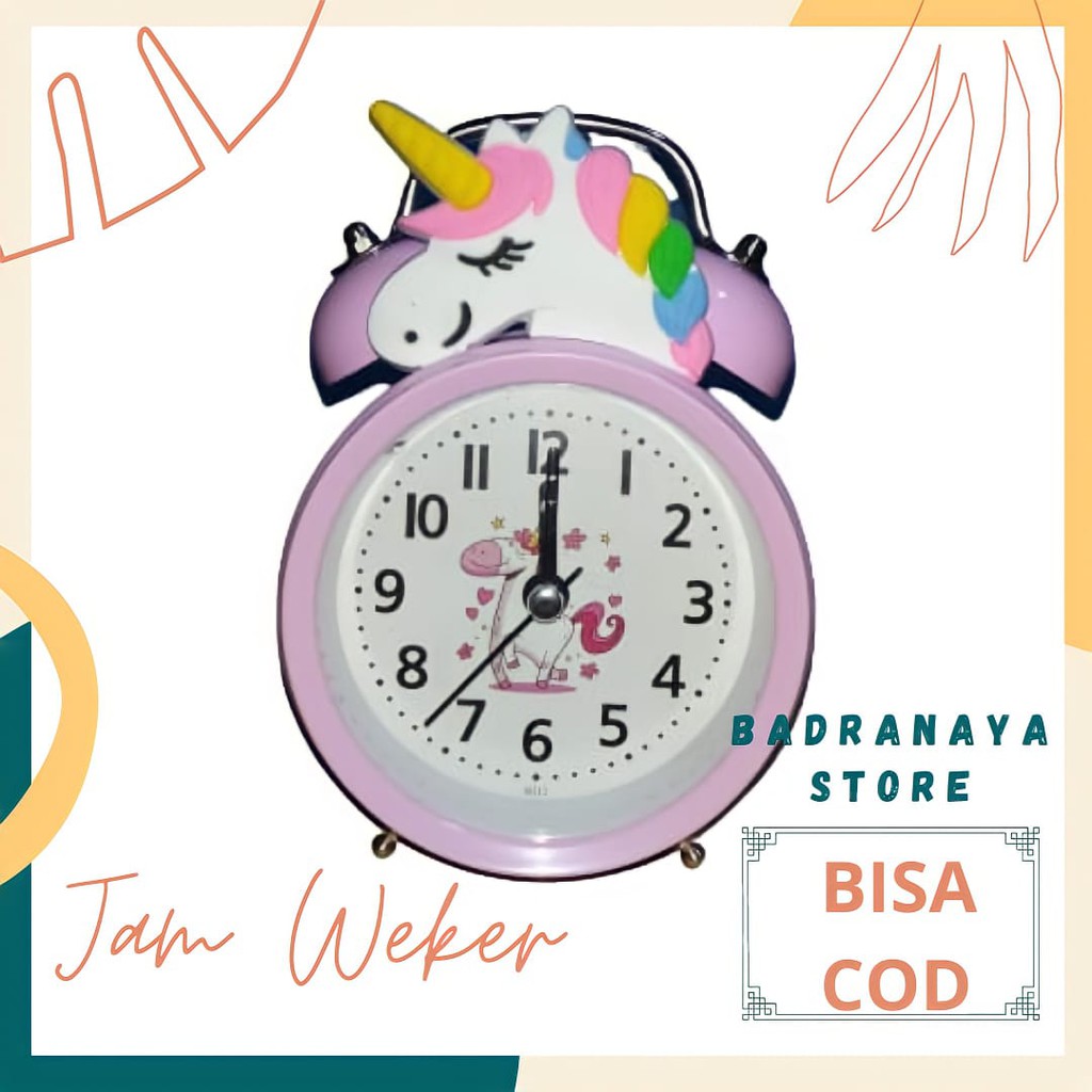 Jam Weker Meja/Jam Alarm Beker/Alarm Clock Kado Unik Lucu Motif Doraemon Hello Kitty Unicorn