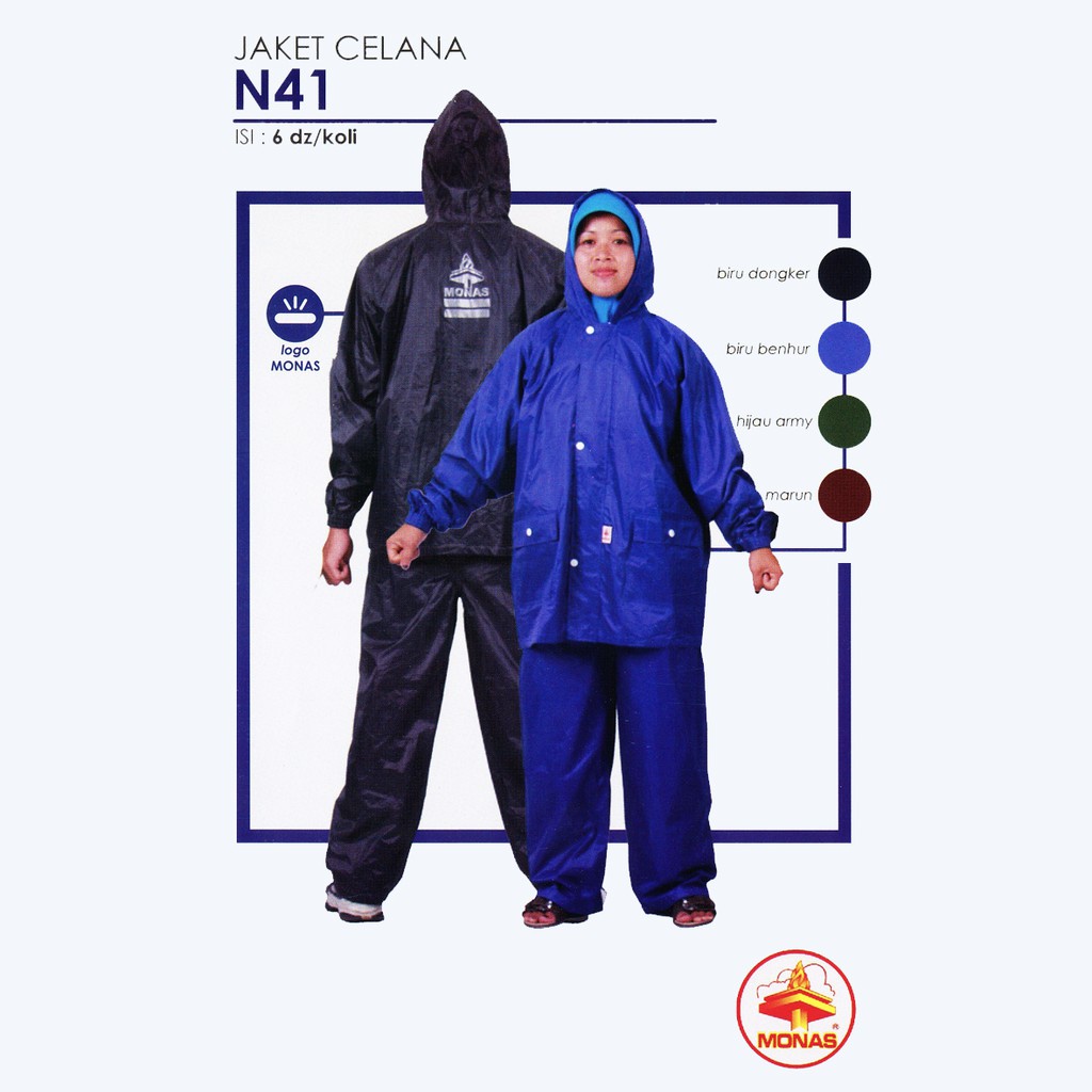 Jas hujan stelan nilon Monas n41 (jaket+celana)