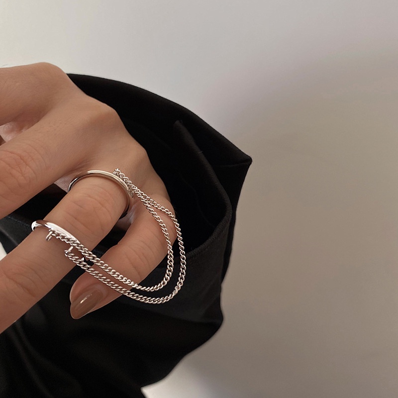 Double-layer Chain Ring Accessories Personality Korean Street Punk Cool Trend