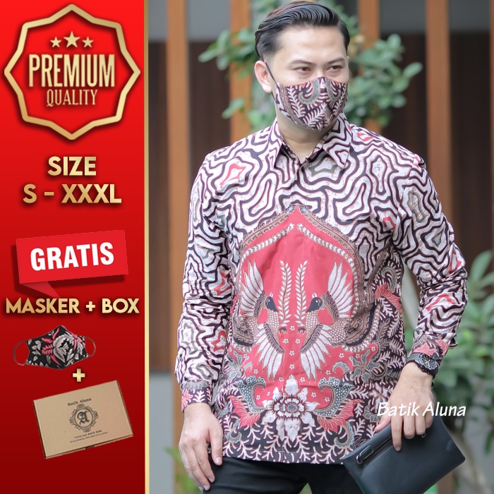 BAJU KEMEJA BATIK PRIA LENGAN PANJANG BATIK ALUNA PREMIUM ATASAN TRADISIONAL COWOK COWO LAKI MEWAH M