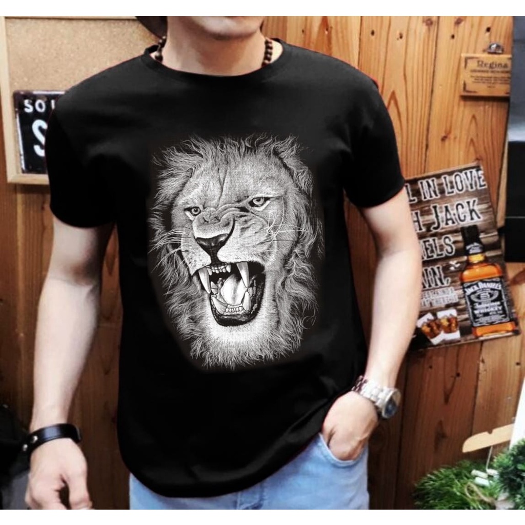 Kaos Distro Pria Lengan Pendek Motif Macan Positif MC-01 / Shalch Trendy