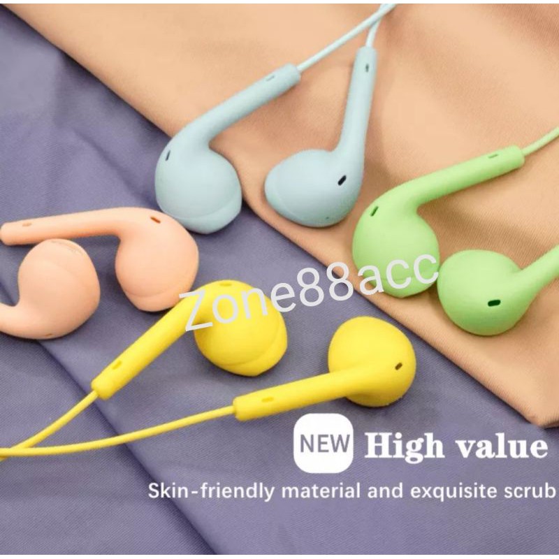 Handsfree Headset Warna warni Earphone Universal Extra bass Stereo Audio High Quality Musik Mic