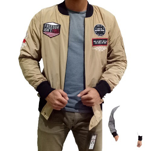 Jaket Bomber Pria Cream Bajuku Murah