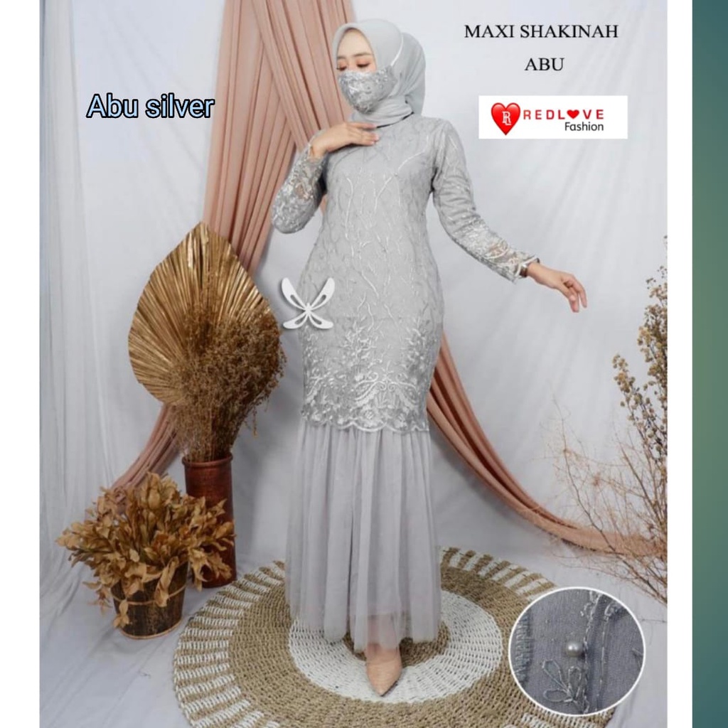 RED LOVE 136/(TERMURAH)/ GAMIS DUYUNG TUTU BRUKAT TILE MUTIARA / GAMIS FASHION PESTA / GAMIS KEBAYA TERBARU MODEL DUYUNG/GAMIS TILE TERBARU/GAMIS MEWAH PESTA MUSLIMAH