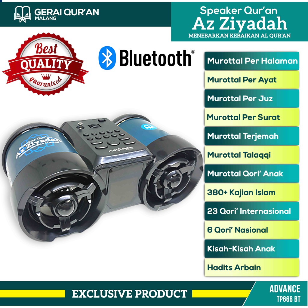 [Remote] Advance TP666BT Speaker Tahfidz Audio Murottal Quran Az Ziyadah Bluetooth 16GB Kajian