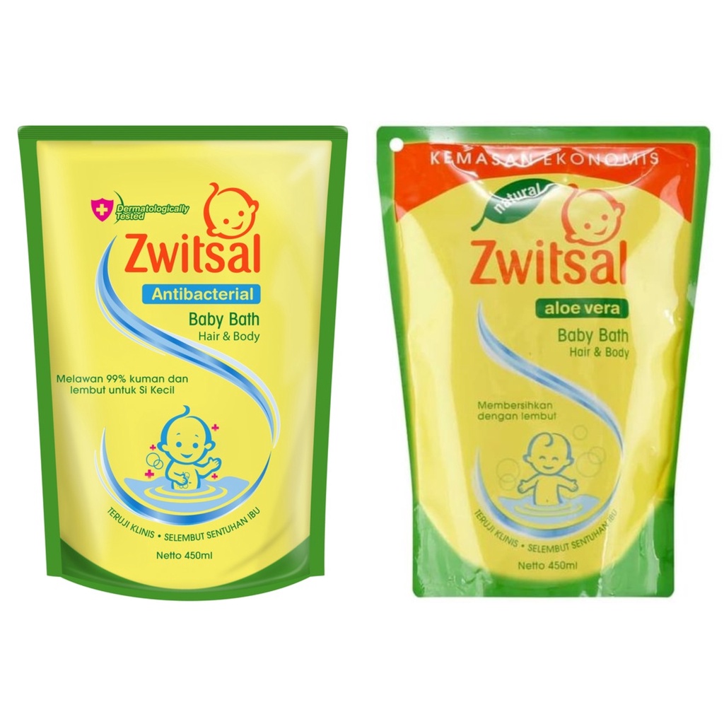 Zwitsal Baby Natural Bath Hair and Body Refill 450ml Pouch