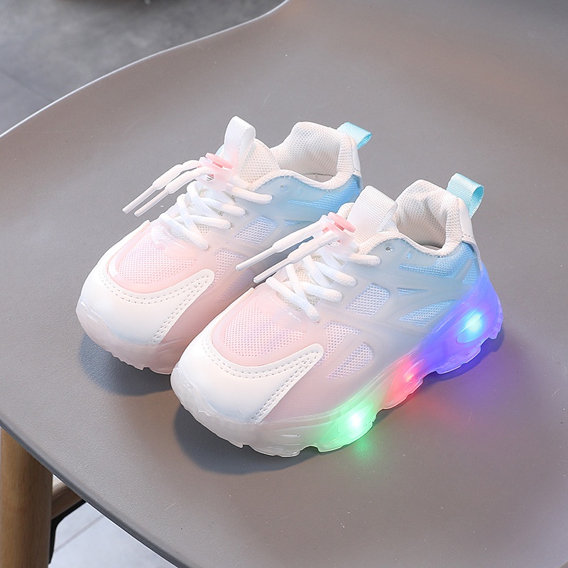 Qeede_Store Sepatu REBY Lampu LED Anak Perempuan Import Size 21-30