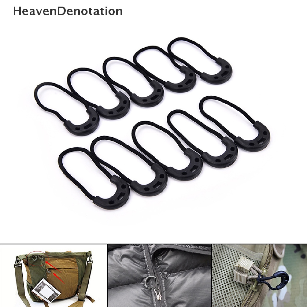 (Heavendenotation) 10pcs Tali Penarik Resleting Edc Warna Hitam Untuk Tas Ransel / Pakaian / Travel / Outdoor