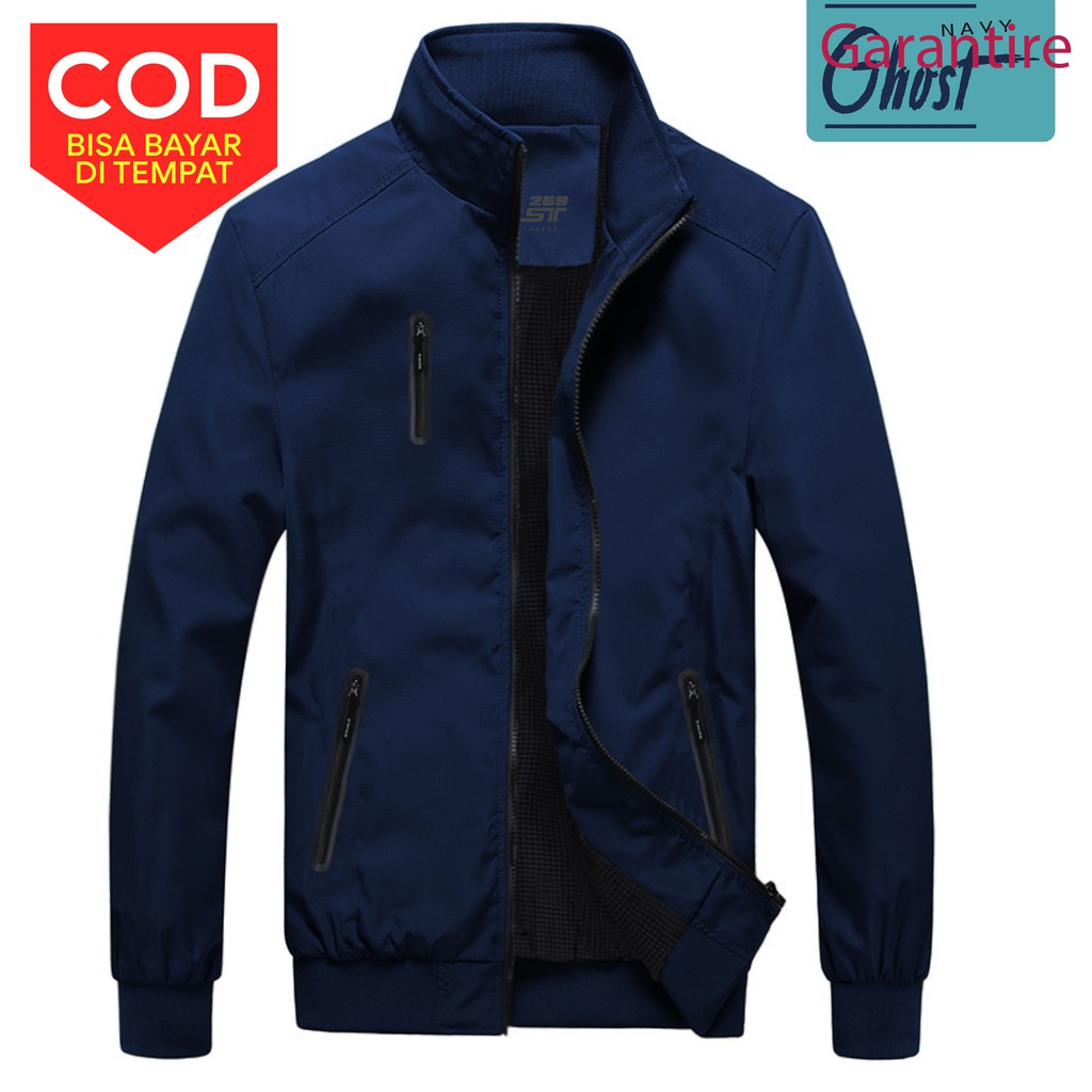 jaket waterproof jaket pria jaket parasut jaket waterproof ghost navy