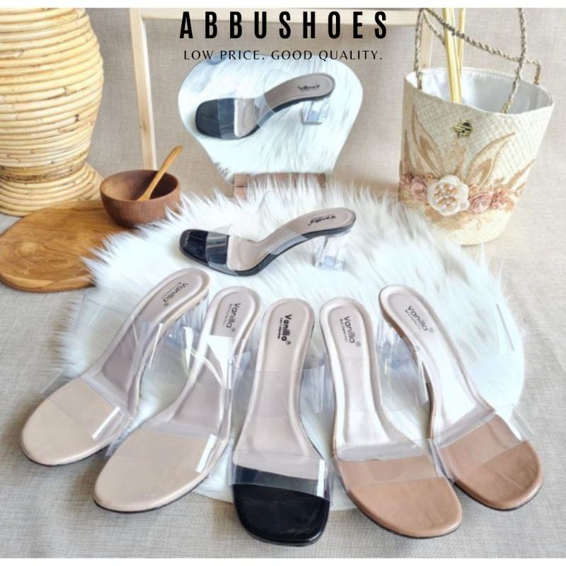 Sendal Heels Kaca / Sendal Heels 7cm / Sendal Hak Kaca Bening
