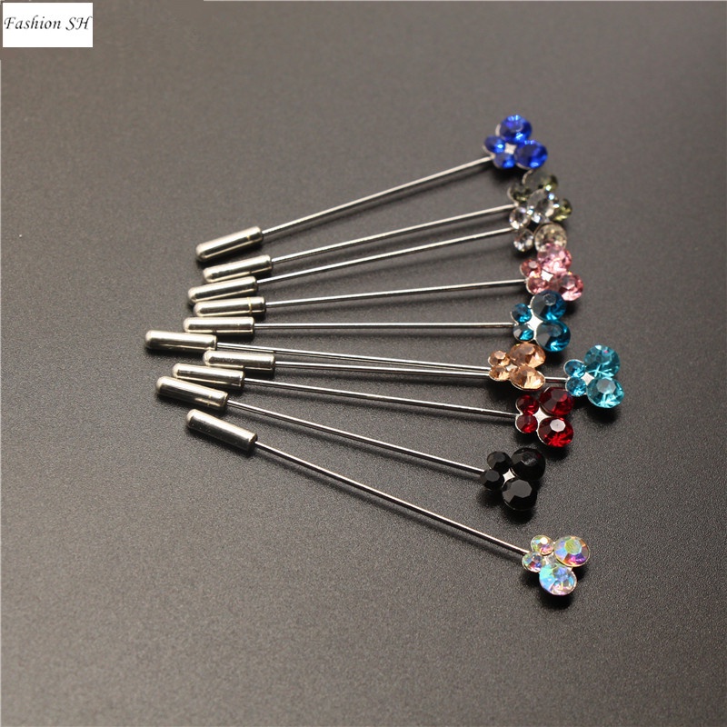 10pcs Butterfly Shaped Crystal Mixed Color Brooch Safe Simple Pin