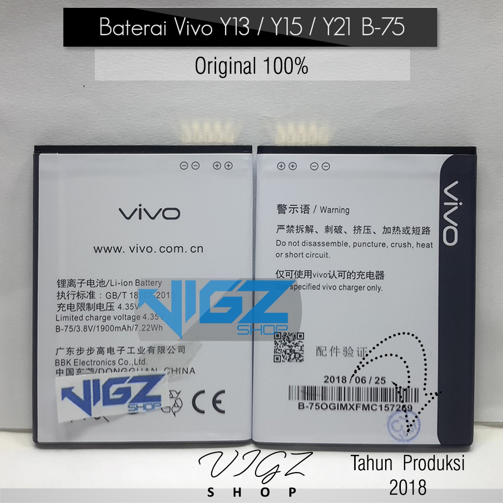 Baterai Vivo Y22 Y15 Y21 B-75 Original 100%