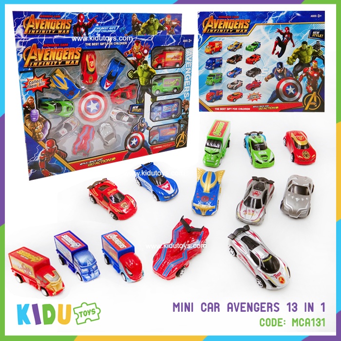 Mainan Anak Mobil Mobilan Mini Car Avengers 13 in 1 Kidu Toys