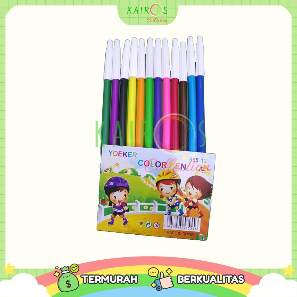 Spidol Set 12 Warna Perlengkapan Menggambar Anak