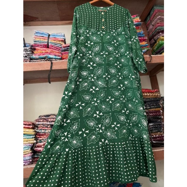 Longdress Wiru Batik Cap Solo Gamis Batik Kancing Busui LD 110-1
