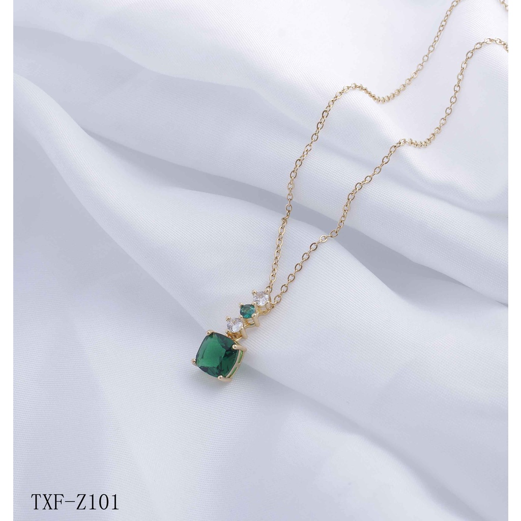 Kalung Titanium Permata Hijau Perhiasan Fashion 101/099