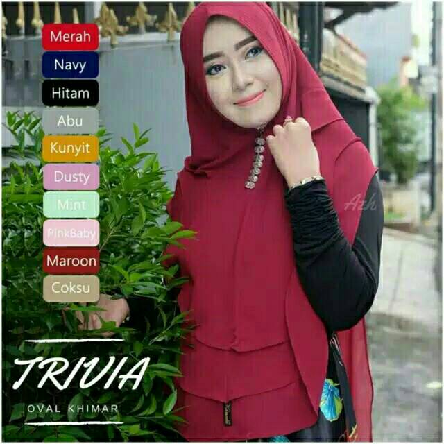  JILBAB  HIJAB INSTAN TRIVIA  OUVAL KHIMAR 3 TIGA LAYER 