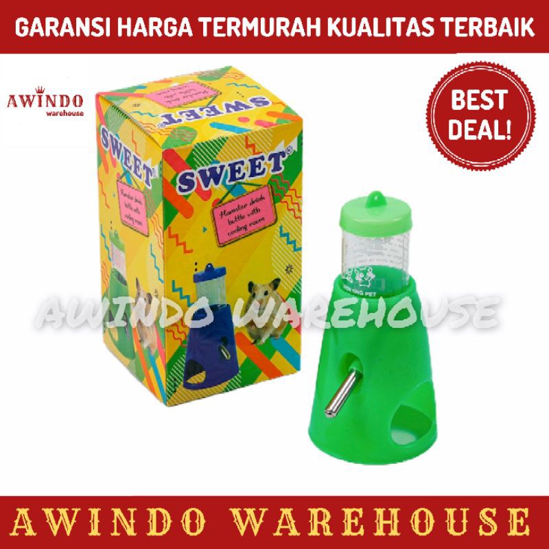 DUDUKAN + BOTOL 80ML - Alat Set Botol Dudukan Minum Air Hamster