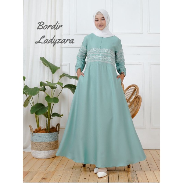 Gamis ladyzara | gamis bordir | gamis polos bordir | gamis terbaru | gamis busui | dress bordir | ho