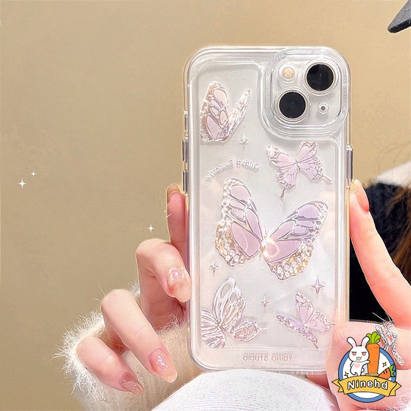 Soft Case Transparan Motif Kupu-Kupu Untuk Vivo V23e V23 V21 V21e V20 T1 Pro T1x Y21 Y33s Y33T Y21T Y76 Y75 Y15A Y15s Y01 Y20 Y20i Y20s Y12s Y12A Y1s Y17 Y15 Y12 Y50 Y30 Y30i Y1s Y91C Y91i Y95 Y51 Y31 Y53s Luxury Butterfly Shockproof Soft TPU Phone Case