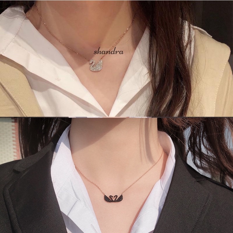 Kalung Angsa Swan Swarovski Titanium Steel Xuping Korea