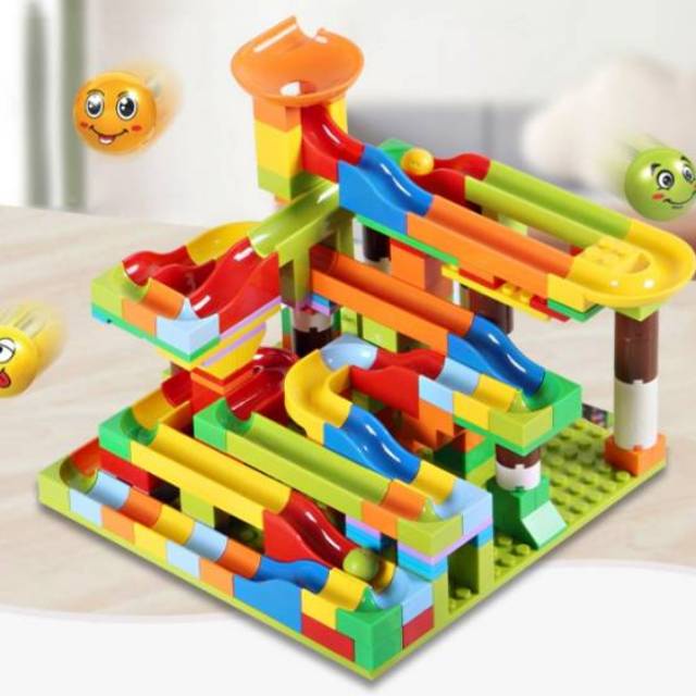 [MS]125PCS MAINAN BALOK SUSUN MARBLE RUN / MAINAN BALOK SUSUN LENGKAP RAIL DAN BOLA / UKURAN BALOK SUSUN CLASSIC