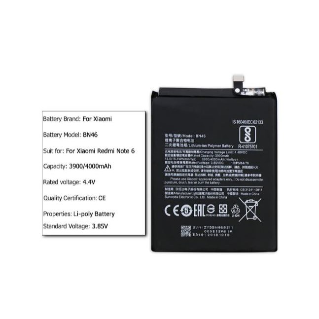 Battery Batre Baterai Xiaomi BN46 , BN-46 , Redmi Note 6