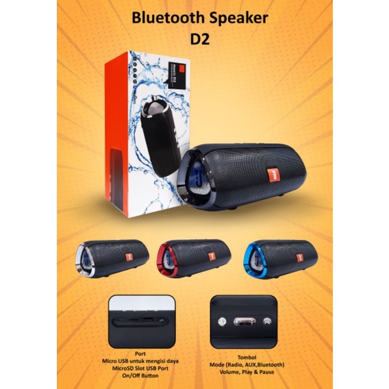 wireless speaker bluetooth JBL D2+ kabel