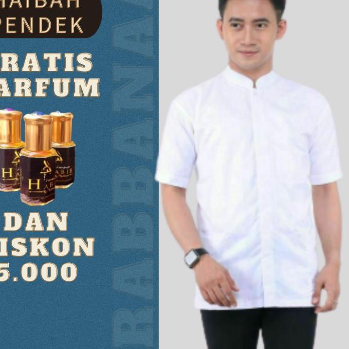 BAJU KOKO HABAIB PUTIH POLOS LENGAN PENDEK
