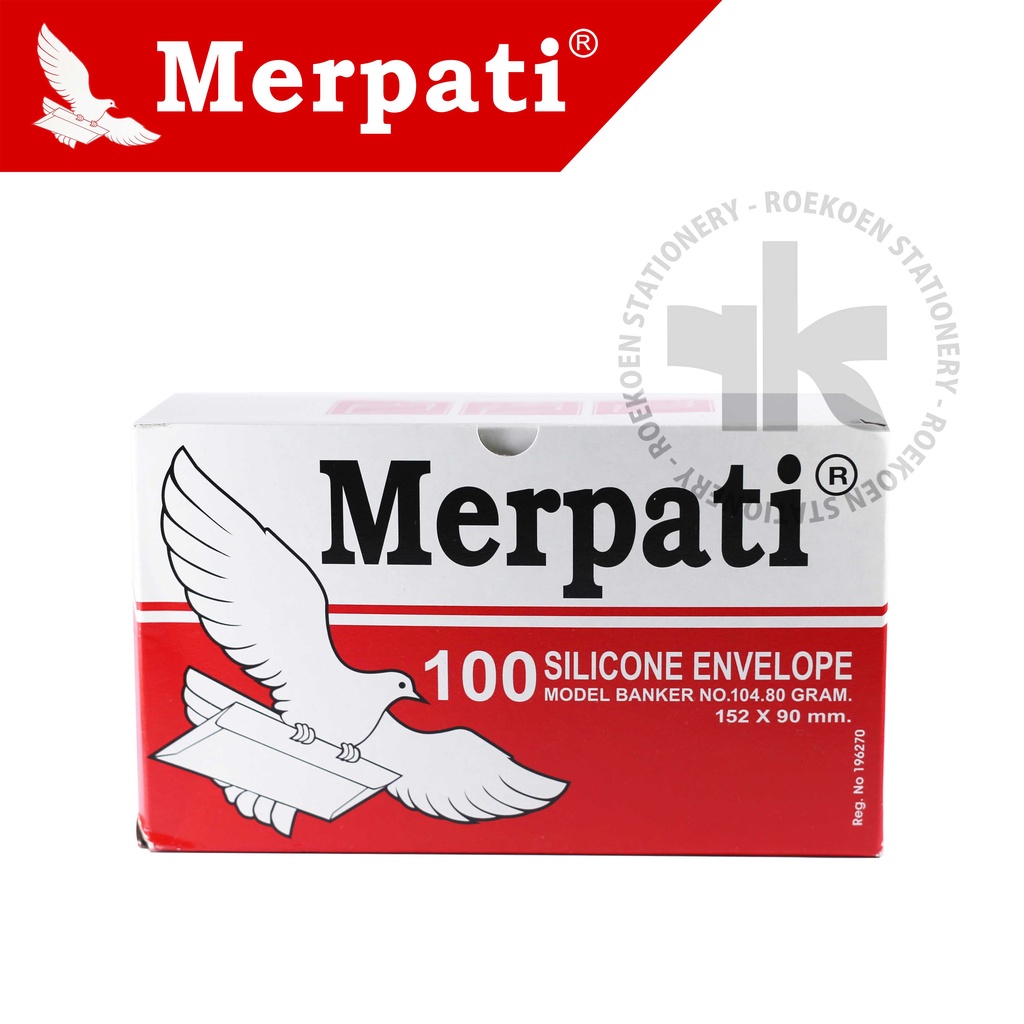 

Merpati Silicone Amplop Putih 104 Polos 152 x 90mm Dengan Perekat (Dos Merah)
