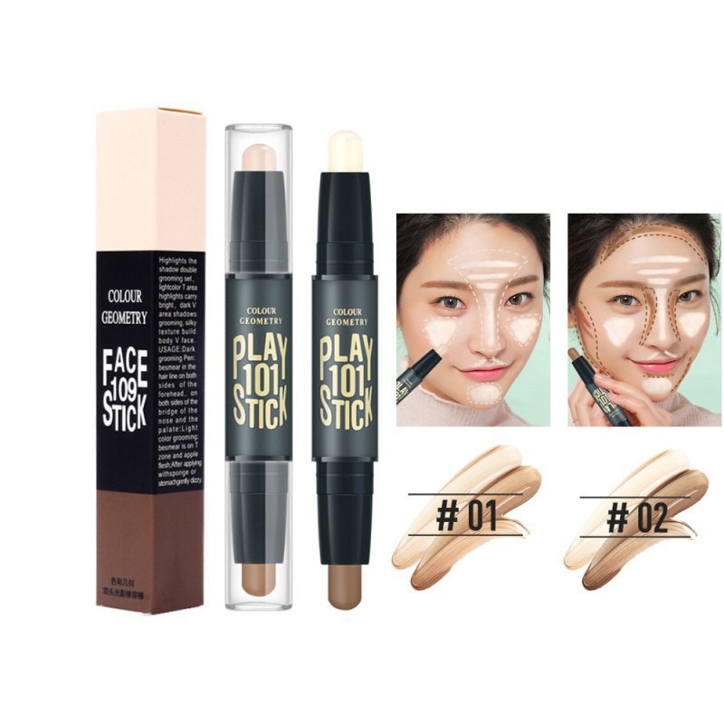 [READY-JKT] [LAGI PROMO] Lameila Face stick Dan Highlighter - Lameila FaceStick 2in1 - Lameila Krim Concealer Facestick 2 Warna - MakeUp Concealer Liquide - Meniruskan Wajah Saat Di Make Up - Tersedia 2 Varian Warna