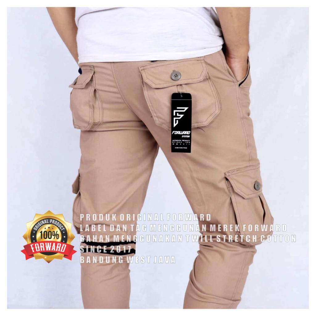 Celana Cargo Joger Jogger Pria strip Original Forward