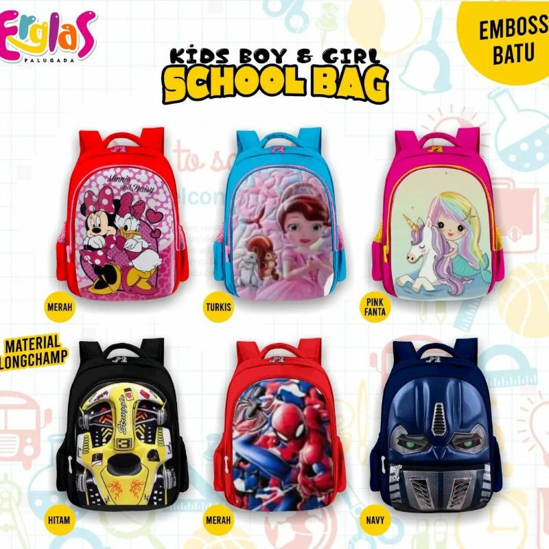 TAS RANSEL EMBOSS ANAK ERGLAS (BRAC928)