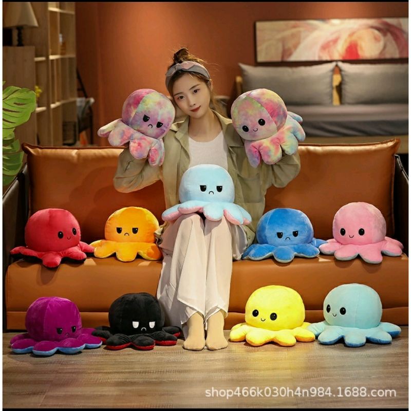 ORGINAL Boneka Gurita OCTOPUS BOLAK BALIK Boneka ubur ubur bolak balik berubah