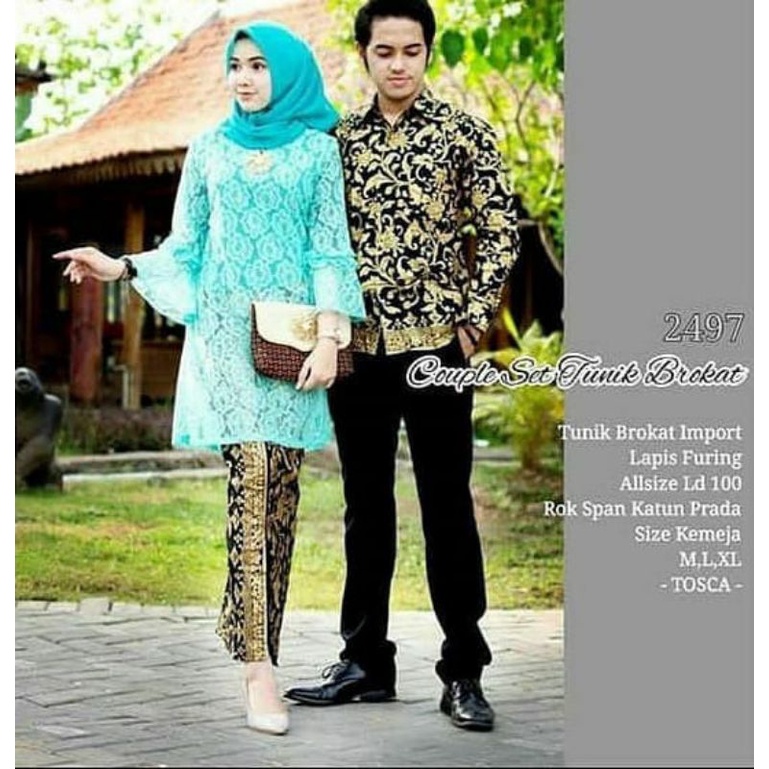 Maura Couple Sania Ruffle Batik Couple Kemeja Kebaya Wisuda Kebaya Nikah