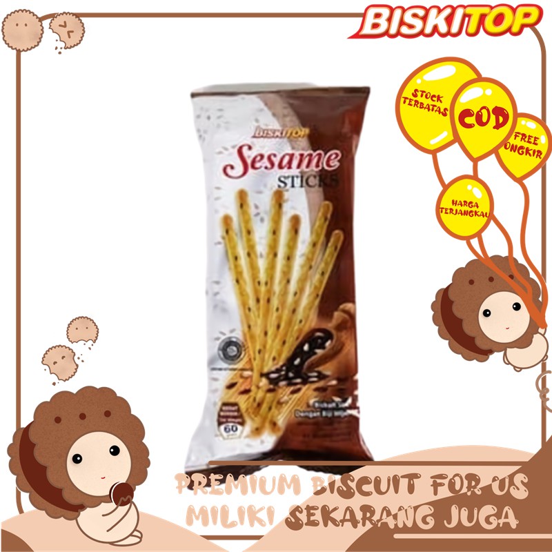 

BISKITOP - SESAME STICK 50g Biskuit Kue Kering Anak Dewasa Enak Renyah Biscuit Rasa Wijen