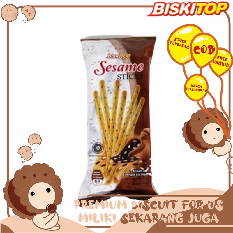 BISKITOP - SESAME STICK 60g Biskuit Kue Kering Anak Dewasa Enak Renyah Biscuit Rasa Wijen