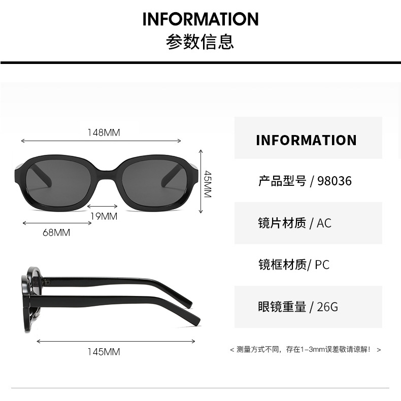 【YUZHU】COD Fashion Baru Oval Bingkai Retro Logam Engsel Sunglasses