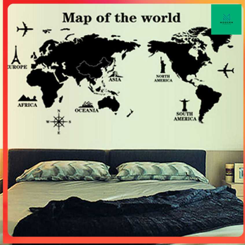 TD - CCA COCOPLAY Sticker Wallpaper Dinding World Map Decoration - Y1803