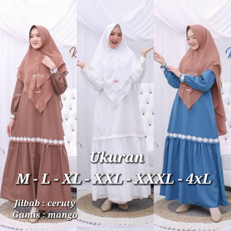 KHAYRA SYARI PLUS KHIMAR CERUTY UKURAN M - L - XL - XXL - XXXL - 4XL GAMIS SYARI BUSUI POLOS MURAH TERBARU MAXI DRESS JUMBO GAMIS KEKINIAN SYAR'I GAMIS BERKUALITAS BAJU GAMIS PESTA KONDANGAN SET JILBAB 2 LAYER ABAYA PREMIUM GAMIS JUMBO SERAGAM UMROH HAJI