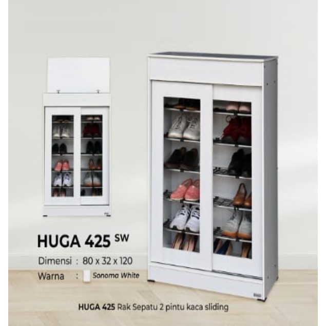 Lemari Sepatu Sliding Kaca HUGA 425