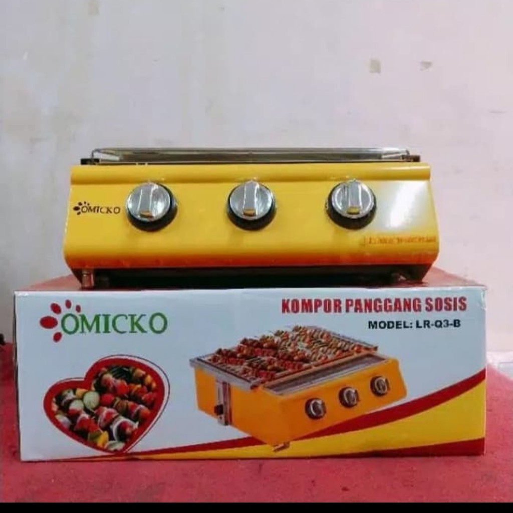 OMICKO 3 tungku  gas roastar kompor pangan sosis （Ikuti untuk menerima kupon）+PAKET SELANG REGULATOR