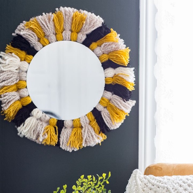 macrame cermin dinding MIRROR WALL RAINBOW