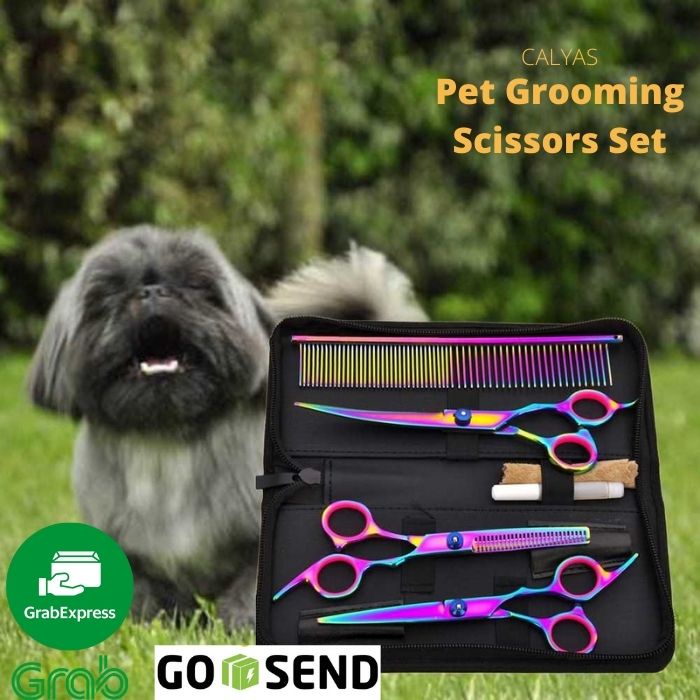 Perlengkapan Gunting Grooming Rambut Bulu Kuku Anjing Kucing Pet Scissors Set